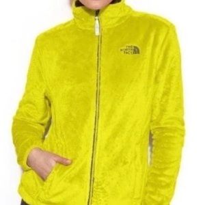 NORTH FACE Women's Size S Lime Chartreuse Green Fuzzy Fleece Sherpa Jacket.